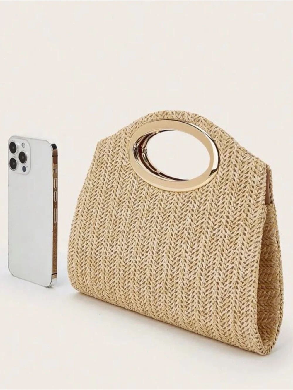 NEW Clutch Handbag with Gold Handle and Chain Strap - Picture 5 of 9